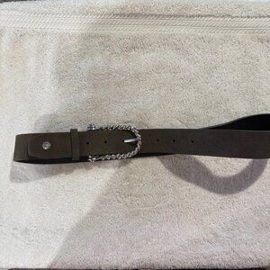 Hannah Childs Brown Suede Belt With Twisted Silver Buckle - Size S - Made In USA